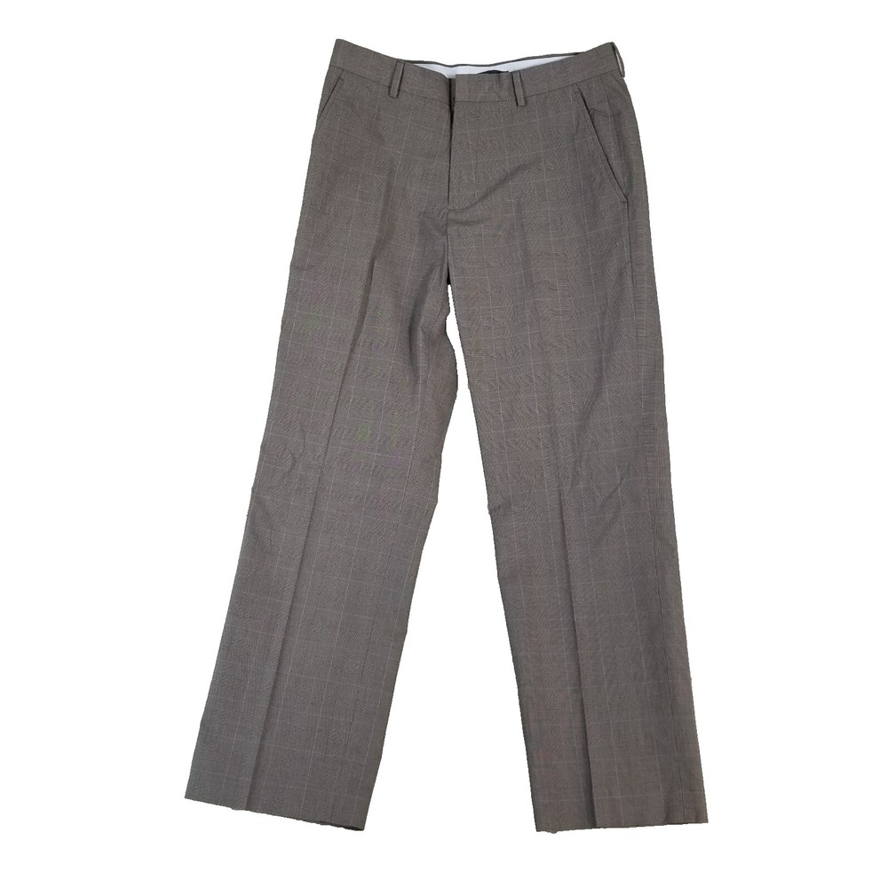 Banana Republic Dress Pants Men 32x32 Gray Plaid Cotton Slim Straight AH-18